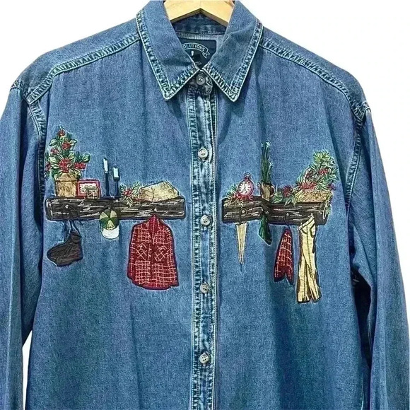 Solutions Womens 100% Cotton Button Up Top Size Small - Picture 2 of 6